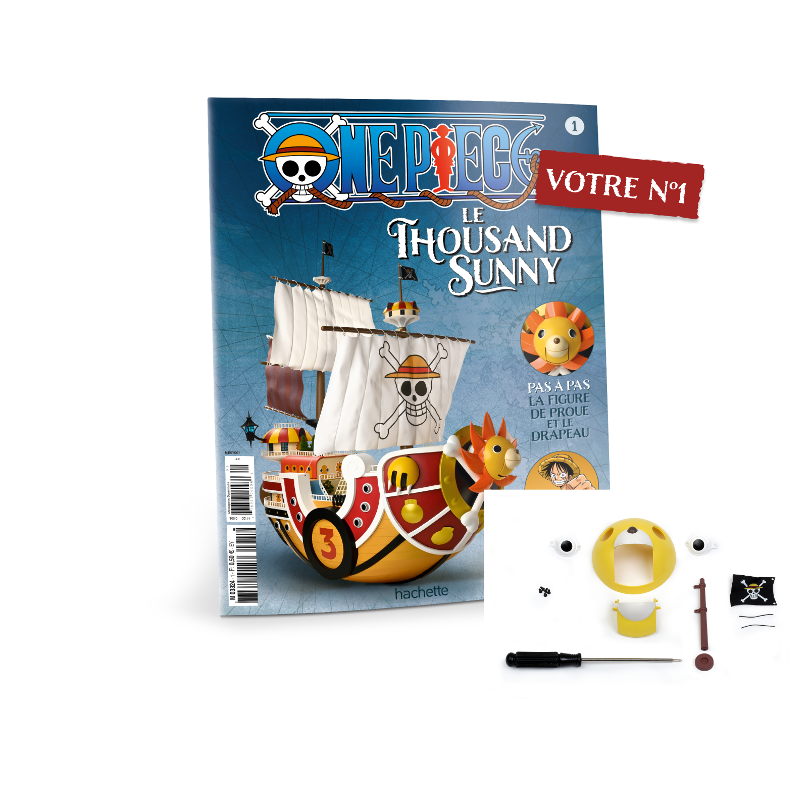 Le N°1 : Le fascicule + les premières pièces de la figure de proue et le drapeau